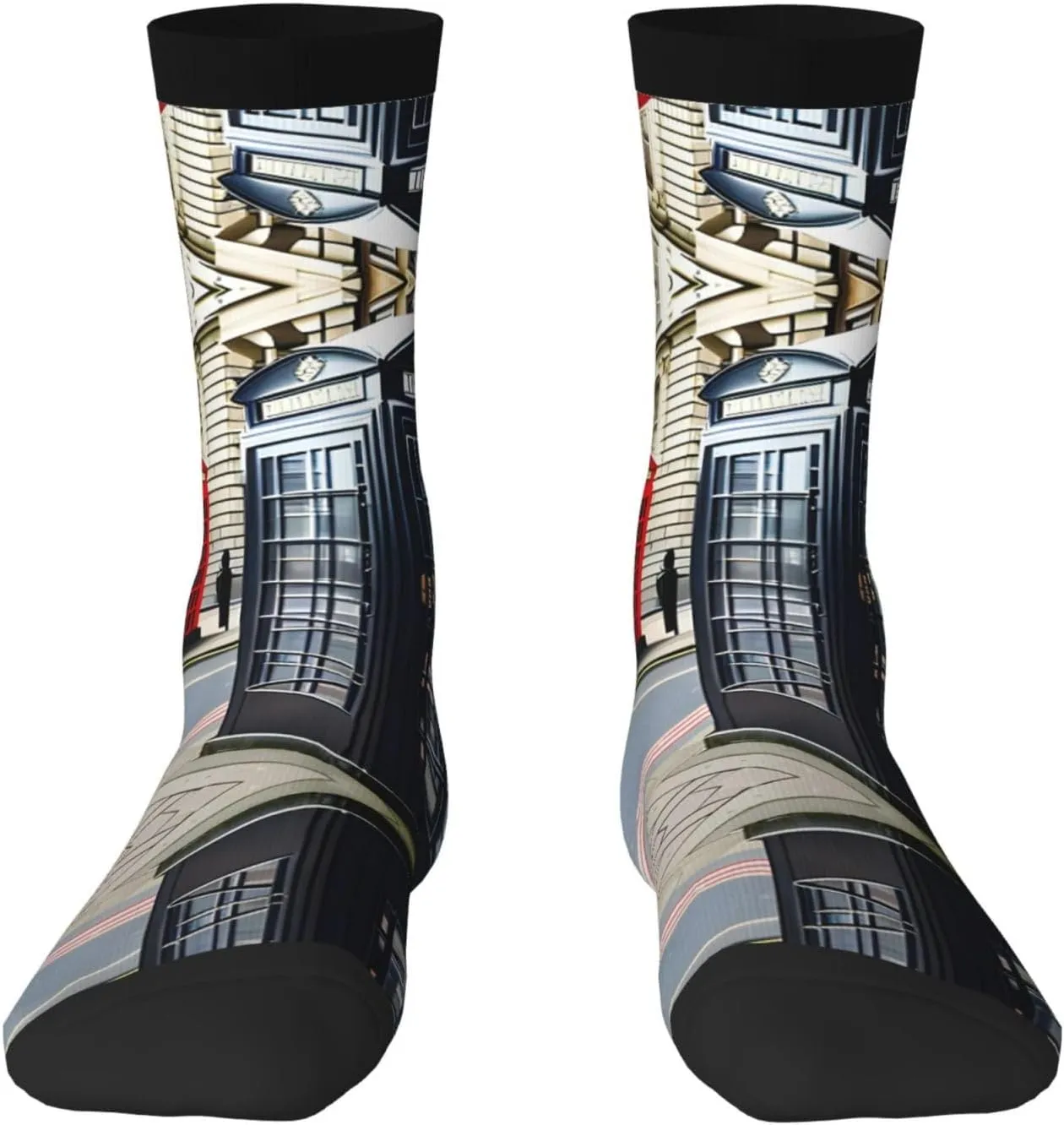 Telephone Booth Print Fun Contrast Socks,Novel Crazy Cool Socks,Pattern Funky Novelty Socks,Unisex Bulk Socks