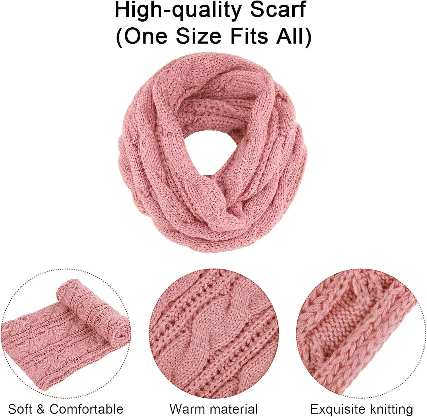 URATOT Winter Warm Knitted Sets Beanie Pompom Hat Scarves Winter Touchscreen Gloves Scarf Set for Men Women