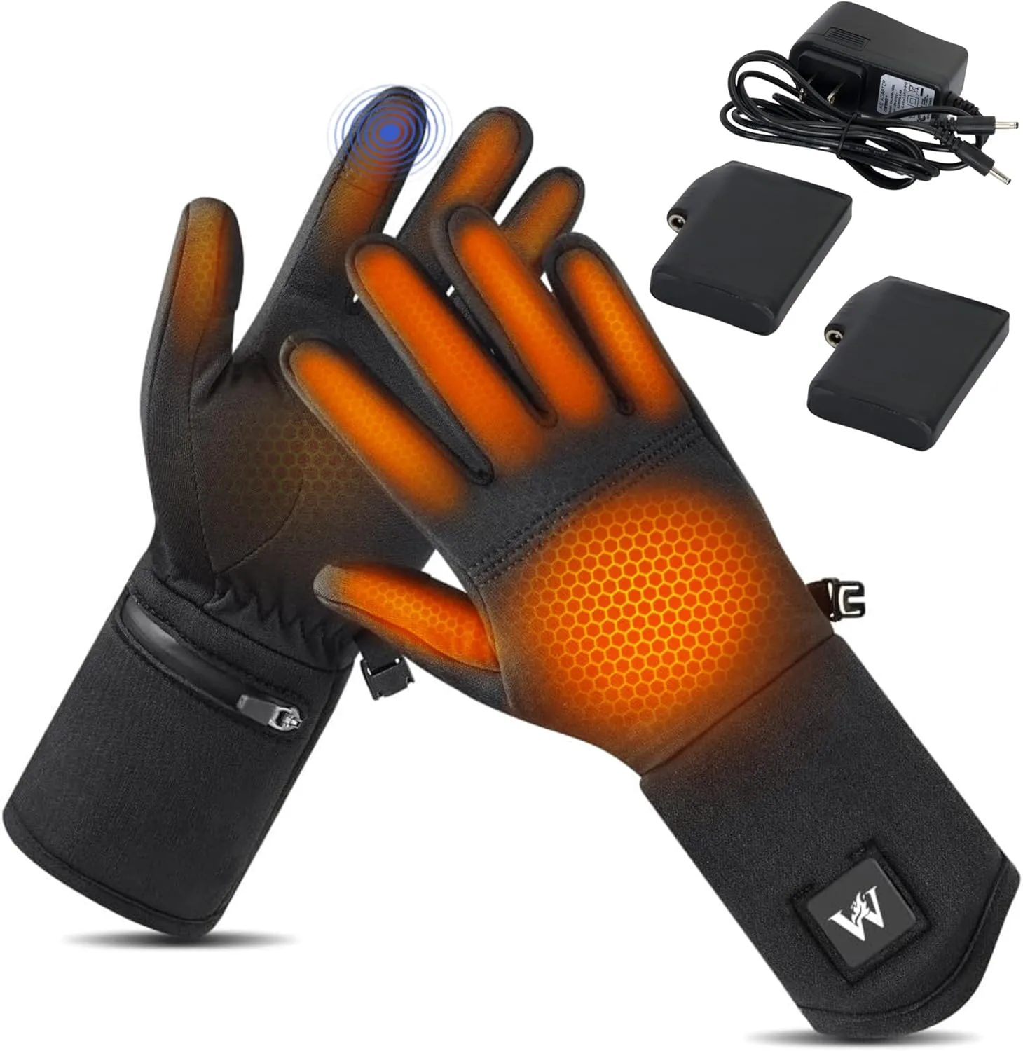 WESTON Heated Glove Liners for Men & Women - Rechargeable Thermal Hand Warmers - Heated Gloves with 3 Heat Settings, Touch Screen Friendly - Perfect for Winter, Skiing, Work & Outdoor (Black)