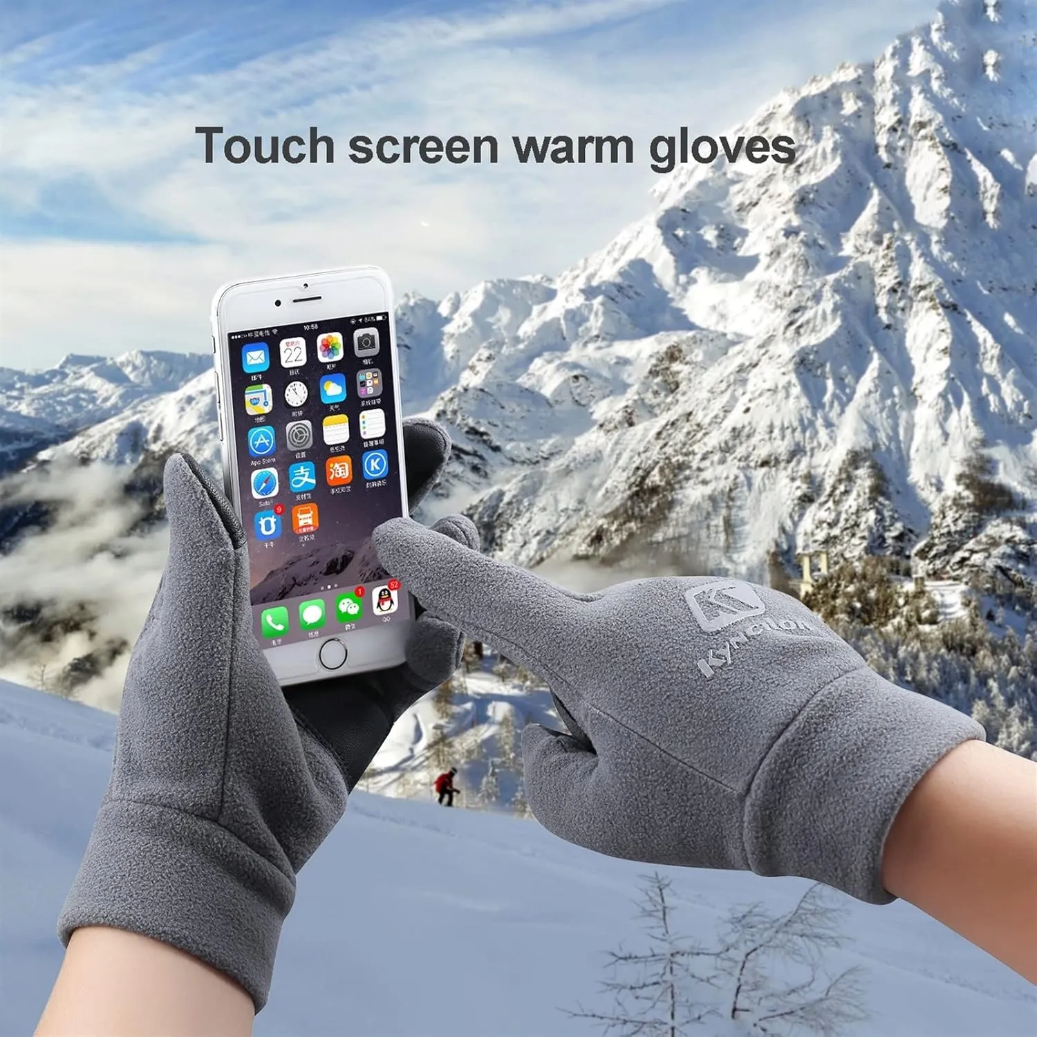 Winter Gloves Men Unisex Cycling Windproof Touchscreen Warm Driving Running Sports PU Leather Non-Slip Gloves (Color : B, Size : 1)