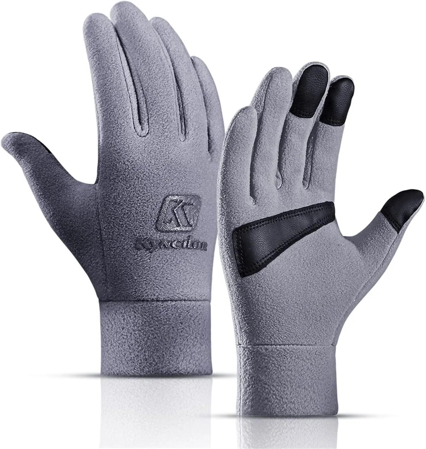 Winter Gloves Men Unisex Cycling Windproof Touchscreen Warm Driving Running Sports PU Leather Non-Slip Gloves (Color : B, Size : 1)