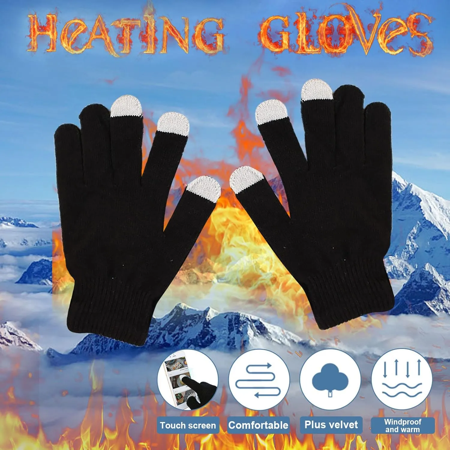 Winter Warm Touchscreen Gloves for Women Soft Knitted with Touch Screen Fingers Texting Elastic Thermal Hiking Glove