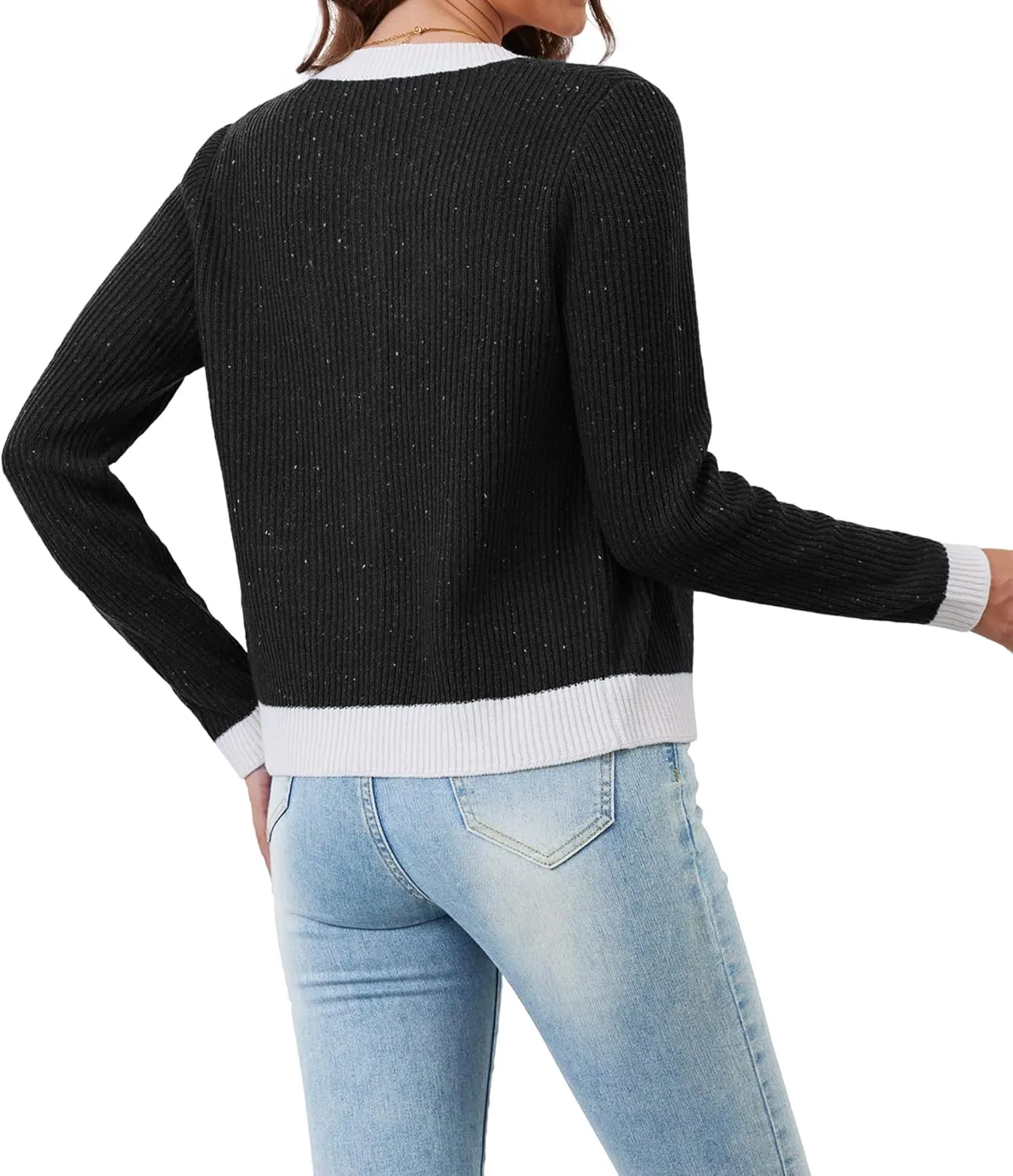 Womens Knit Cardigan Sweaters Cropped Fall Long Sleeve Open Front Button Down Winter Tops