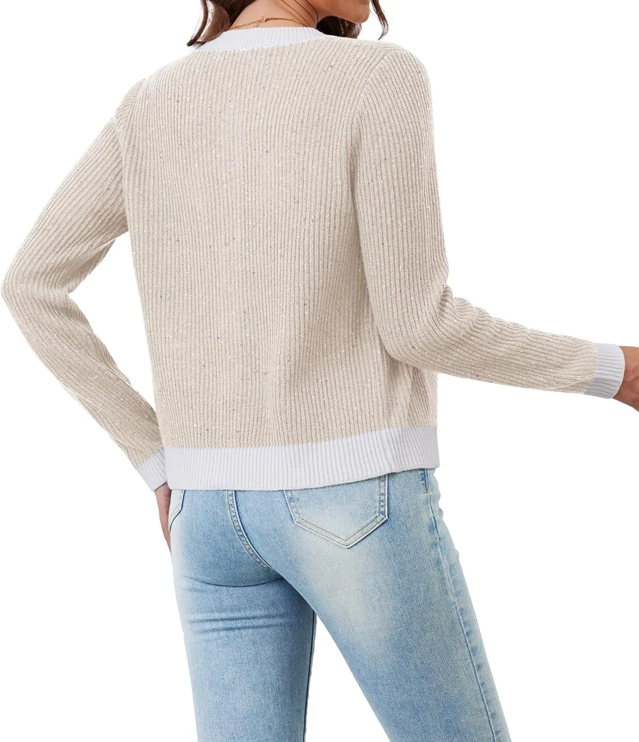 Womens Knit Cardigan Sweaters Cropped Fall Long Sleeve Open Front Button Down Winter Tops