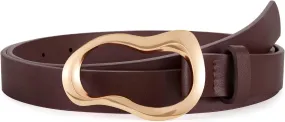 XZQTIVE Leather Belts for Women Casual Fashion Waist Belt for Jeans Pants Dresses with Unique Liquid Shapes Gold Buckle