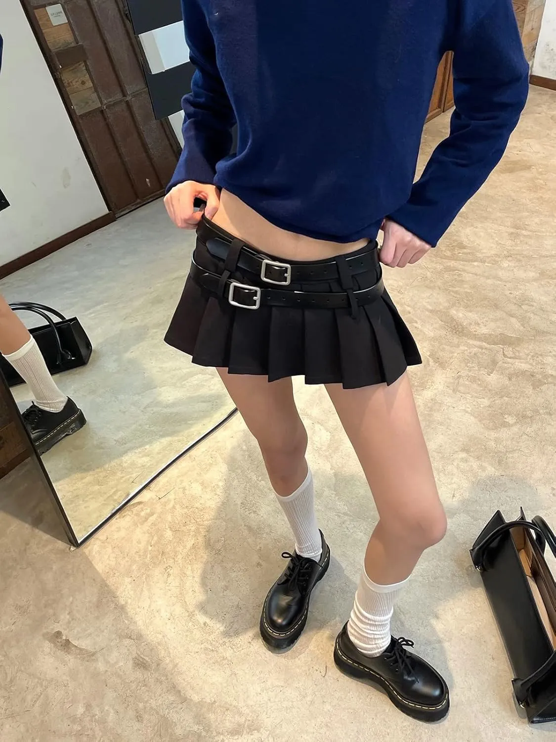 YELLOOP Preppy Skirt Super Mini Skirt Y2k Skirt Low Rise Skirt Pleated Skirts for Women Sexy Skorts Skirts