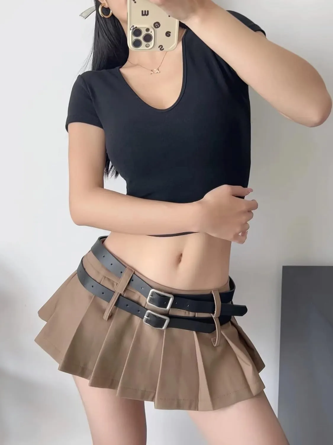 YELLOOP Preppy Skirt Super Mini Skirt Y2k Skirt Low Rise Skirt Pleated Skirts for Women Sexy Skorts Skirts