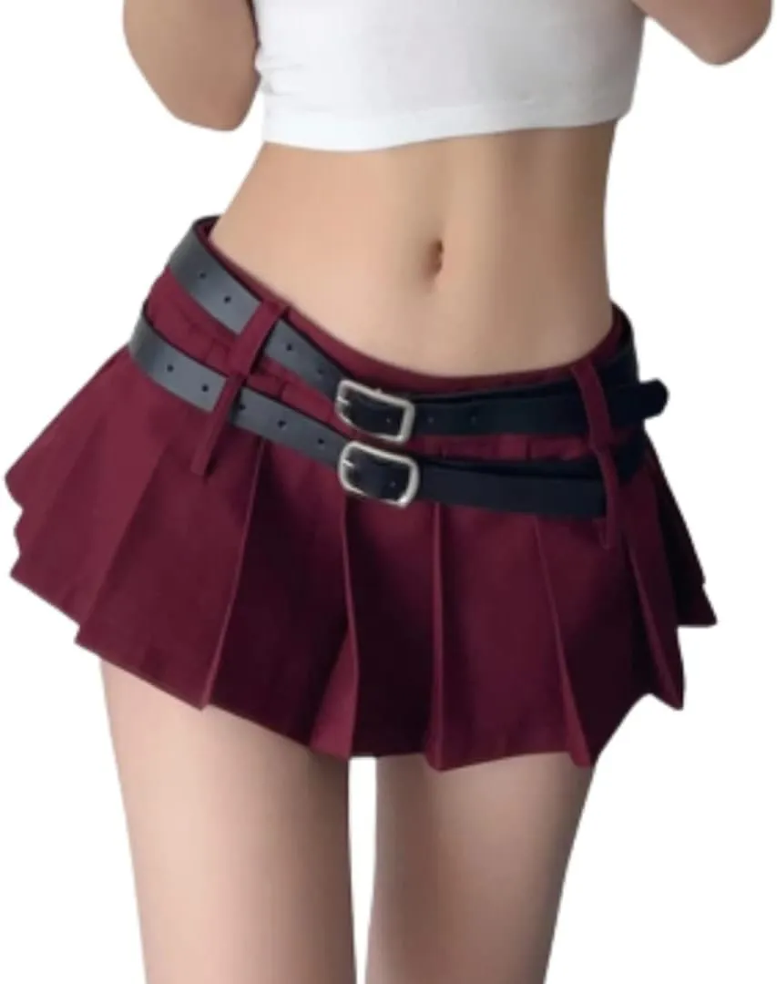 YELLOOP Preppy Skirt Super Mini Skirt Y2k Skirt Low Rise Skirt Pleated Skirts for Women Sexy Skorts Skirts