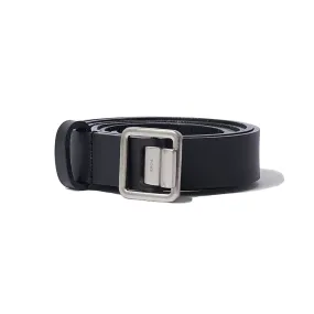 Yoke Leather Narrow Belt Black / Silver